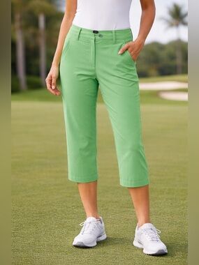 Adidas Women's Stretch Golf Pocket Capris Green Size 14